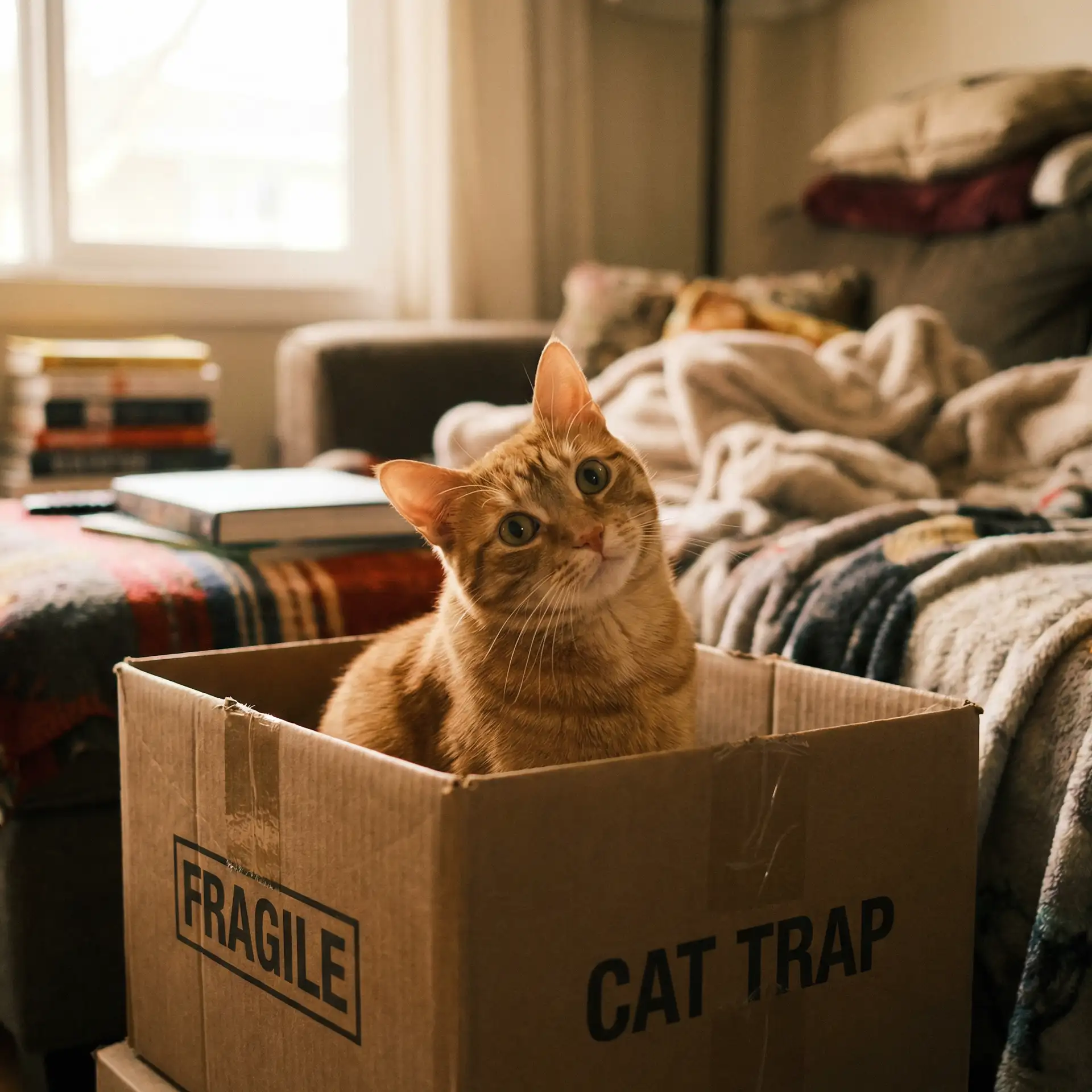 橘猫躲在纸箱里 - 赶尸艳谈电影